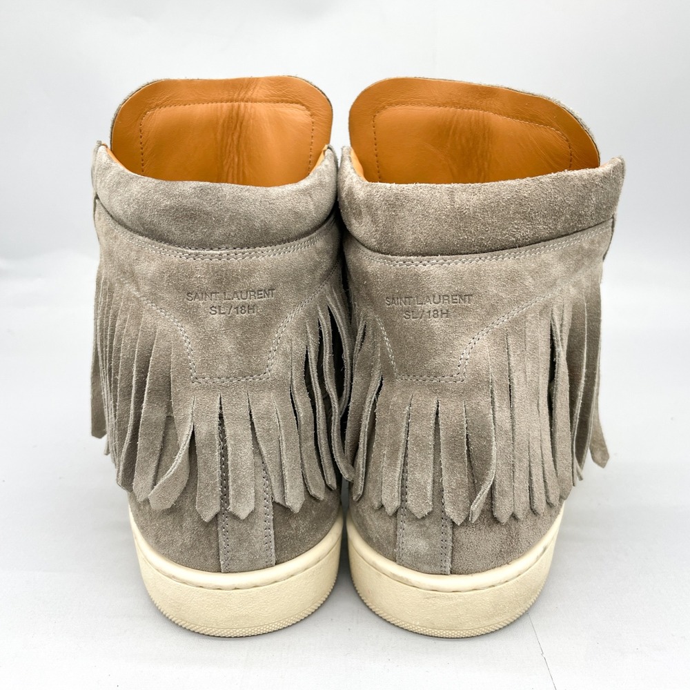 Saint Laurent Mens 45 12 YSL SL 18H Fringe High Top Court Sneakers Suede Grey - Picture 5 of 11